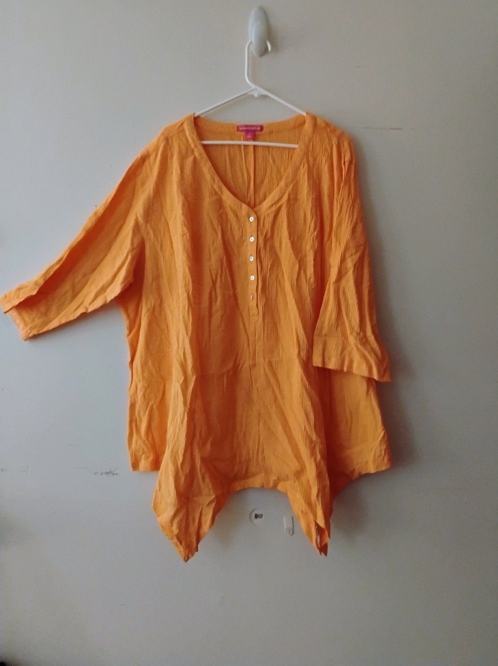 NWOT Woman Within Vibrant Orange V-Neck Button Tunic